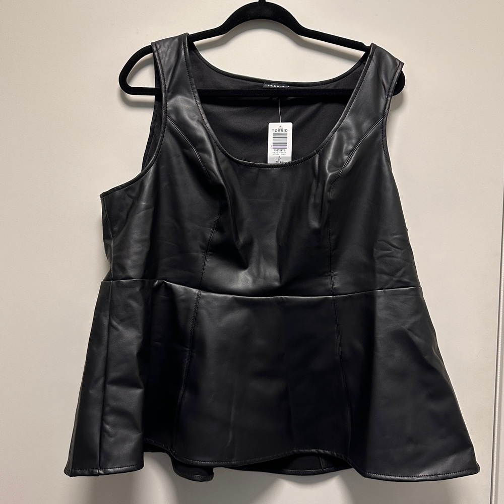 Torrid Faux Leather Peplum Top Size 2